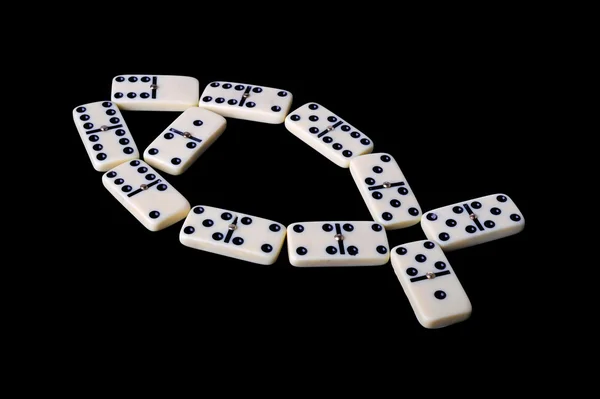 Domino isolated on a black background — Stock Photo, Image