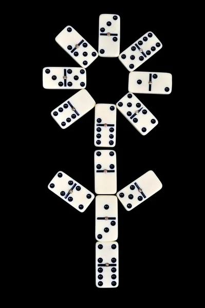 Domino isoleret på sort baggrund - Stock-foto