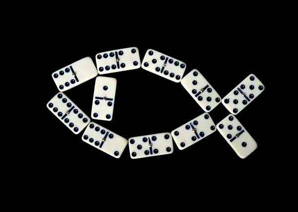 Domino isoleret på sort baggrund - Stock-foto