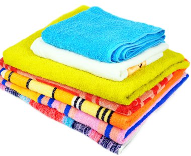 Colorful towels isolated on white background clipart