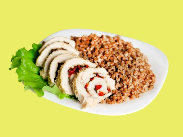 Stock image Meatloaf with buckwheat on plate