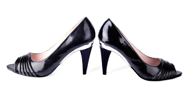 여자 블랙 굽 높은 신발 — 스톡 사진