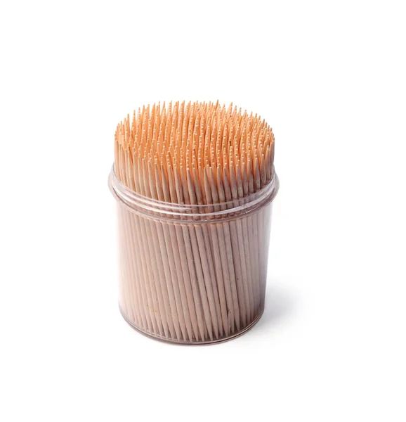 Toothpicks in a jar isolated on white background — Stock Photo, Image