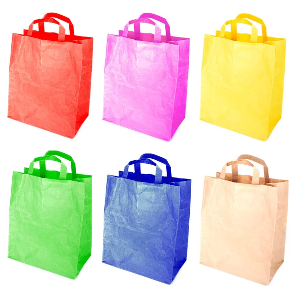 Colorful paper bags isolated on a white background — Stock Photo, Image