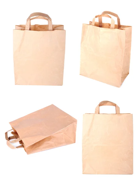 Paper bags isolated on a white background. Collage — Stock Photo, Image