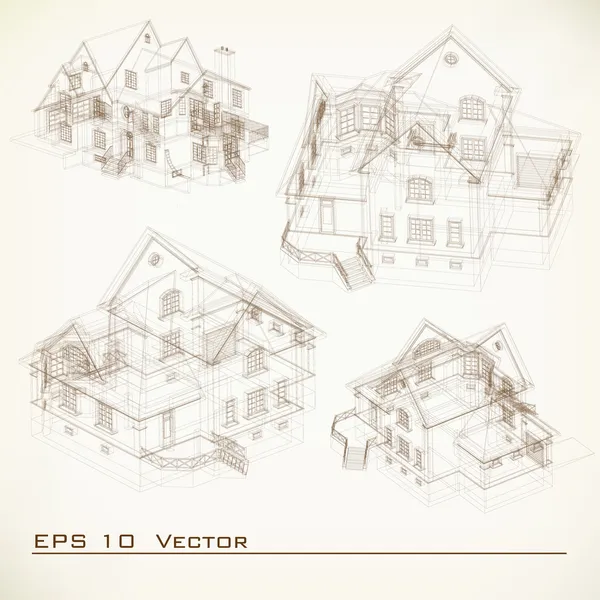 Ensemble d'icônes architecturales (vecteur ) — Image vectorielle