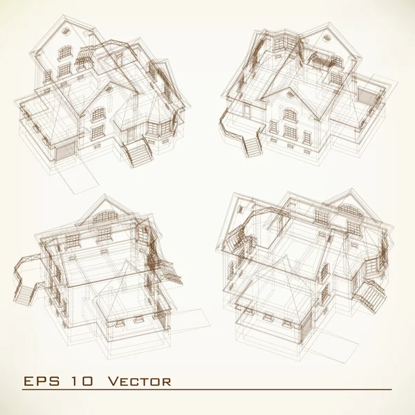 Ensemble d'icônes architecturales (vecteur ) — Image vectorielle