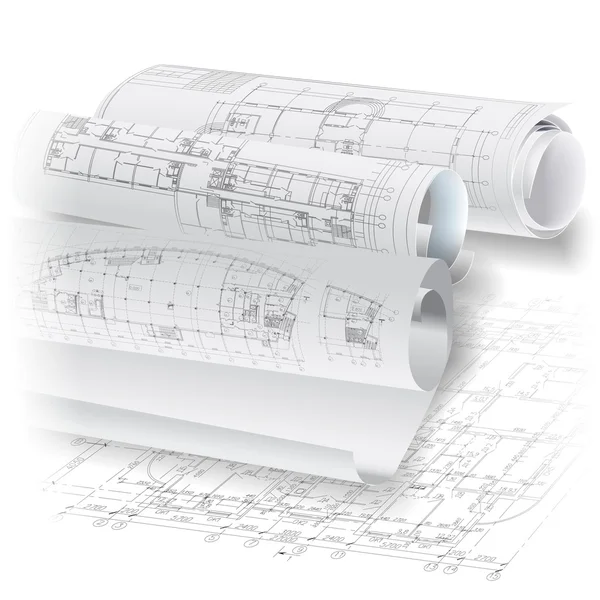 Rulo çizim ile mimari arka plan (vektör) — Stok Vektör