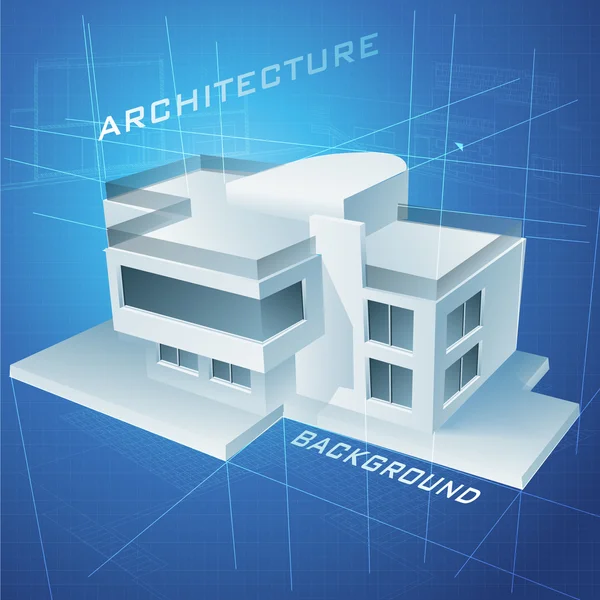 Stadtplan mit einem 3D-Gebäudemodell — Stockvektor