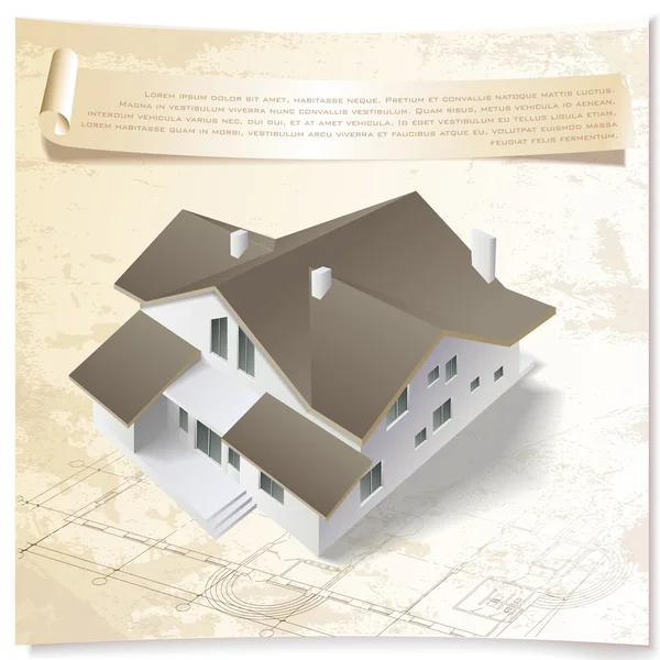 Arrière-plan architectural avec un modèle de construction 3D — Image vectorielle