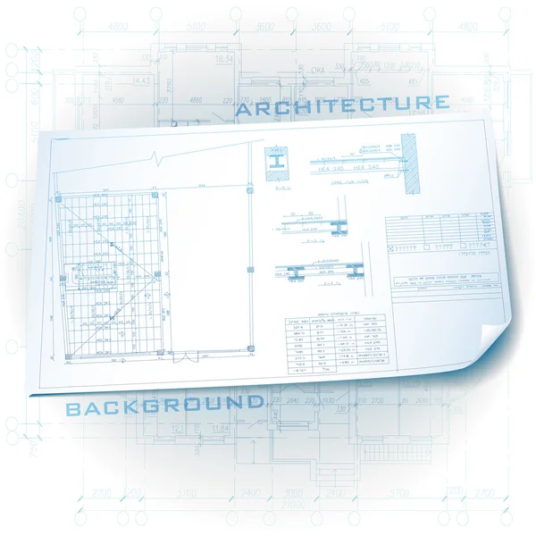 Architecturale achtergrond met technische tekeningen — Stockvector