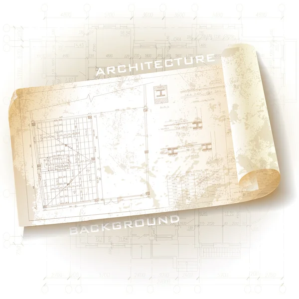 Гранж архитектурный фон с техническими чертежами — стоковый вектор