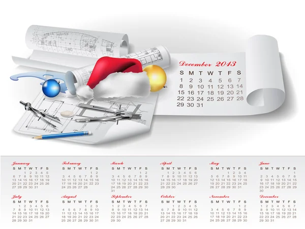 アーキテクチャの設計要素と 2013 年のカレンダー — ストックベクタ