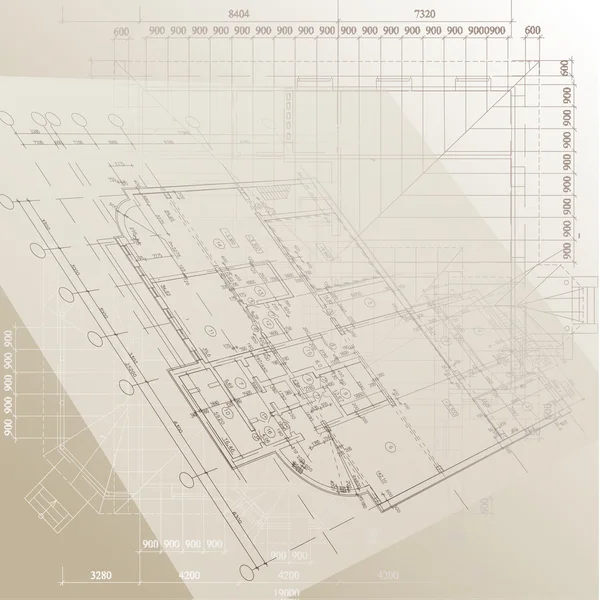 Архитектурный фон с техническими чертежами — стоковый вектор