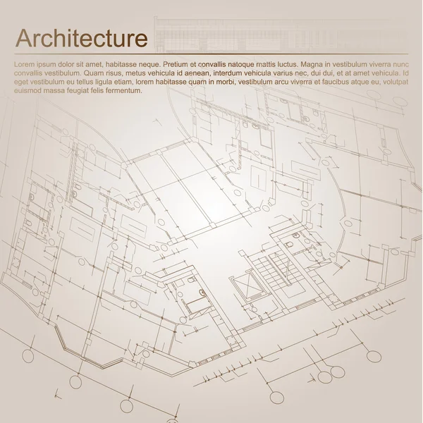 Sfondo architettonico con disegni tecnici — Vettoriale Stock