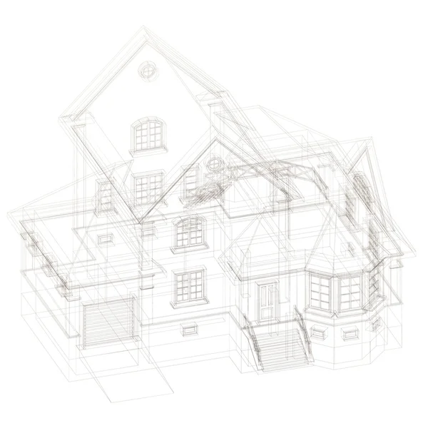 Архітектурний фон з 3D-моделлю будівлі — стоковий вектор