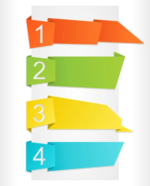 Origami label instellen met nummers van 1 tot 4 — Stockvector