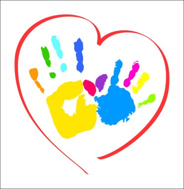 Mother's and kid's hands in a heart clipart