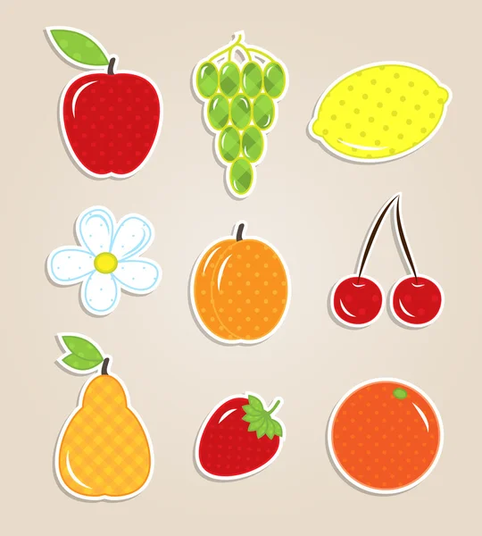 Элементы скрапбука - милые наклейки на фрукты — стоковый вектор