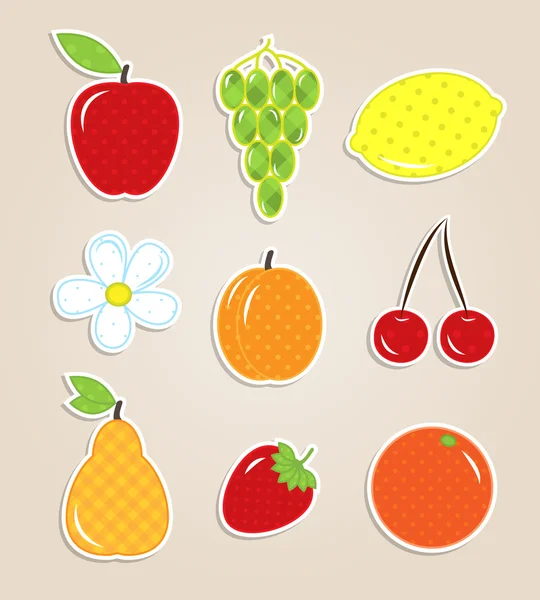 stock vector Scrapbook elements - cute fruits textile stickers