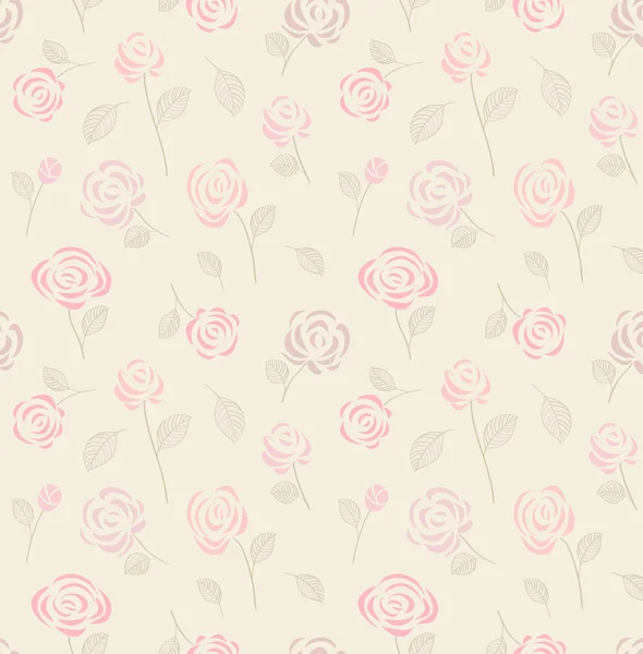 Vintage naadloze patroon met roze rozen — Stockvector
