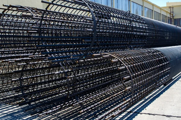 Steel cage made from steel bars and welded steel wire — Stock Photo, Image
