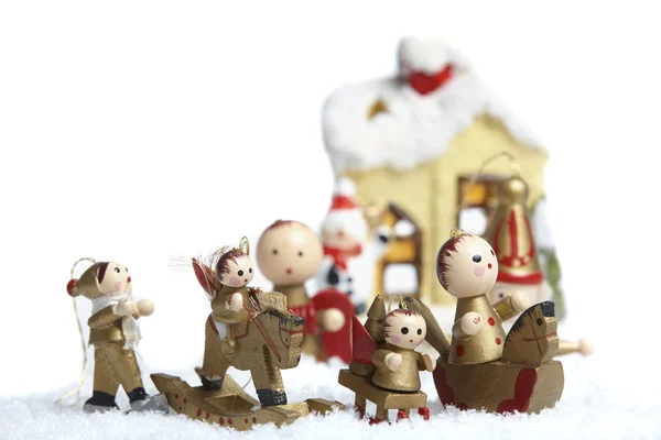 Dřevěné vánoční ozdoby — Stock fotografie