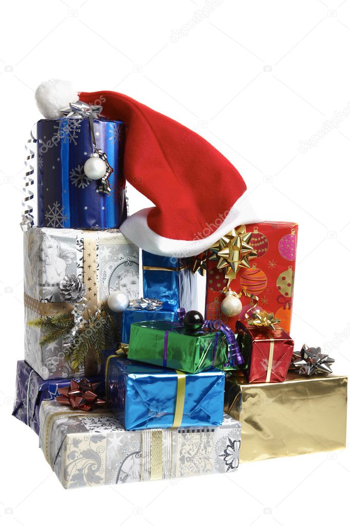 Many colorful Christmas packages