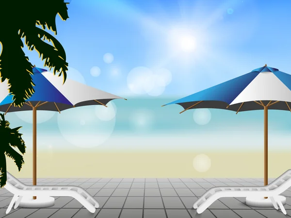 Saloane cu şezlonguri pe plajă. vector — Vector de stoc