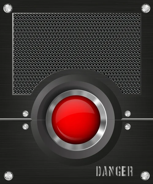 Dunkler Hintergrund mit rotem Knopf und Lautsprecher — Stockvektor