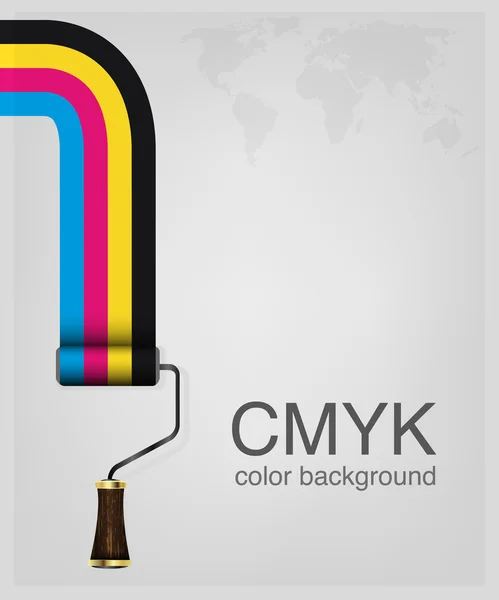 CMYK vector . Print colors paint-roller. — Stock Vector