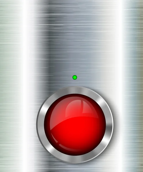 Fondo metálico con botón de encendido, ilustración vectorial — Vector de stock