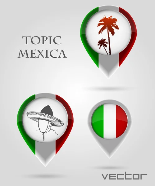 Tópico mexica Mapa Marker —  Vetores de Stock