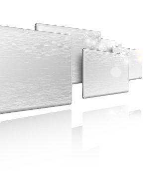 3d steel rectangular plates with light reflections. vector illustrator clipart