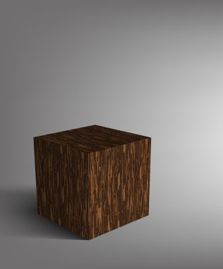 Designer wooden cube with a gray background clipart