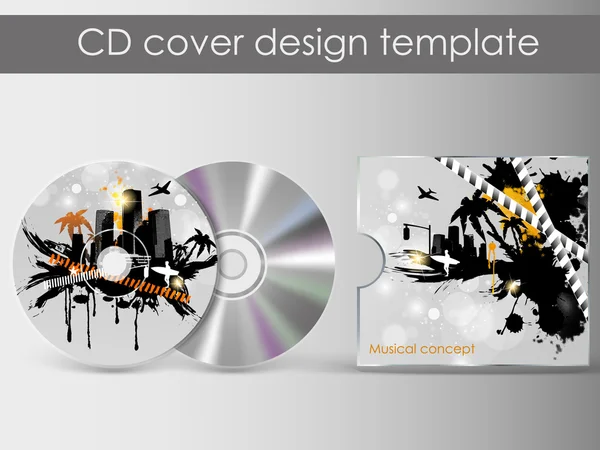 stock vector CD Cover Design with 3D Presentation Template | Everything is Organized in Layers Named Accordingly | To Change the Cover Design use the Cd and Cover Design Layers