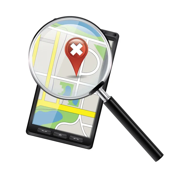 Smartphone con mapas abiertos — Vector de stock