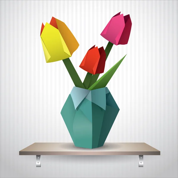 Tulipani origami — Vettoriale Stock