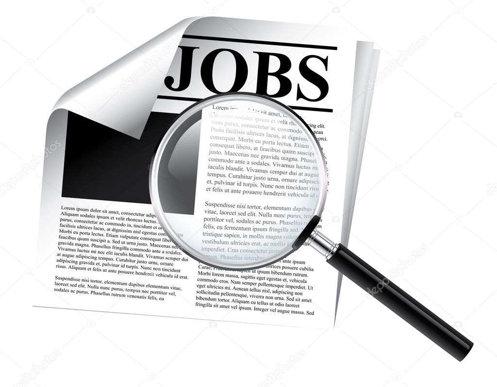 Jobs newspaper with magnifier