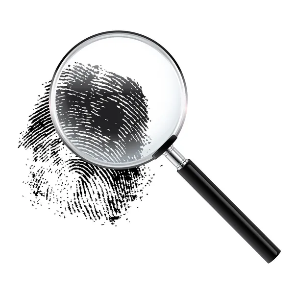 Fingerprint under a magnifier — Stock Vector