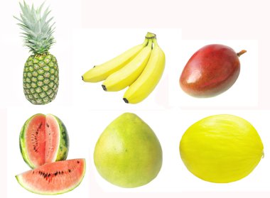 Tropical fruits in assortment clipart