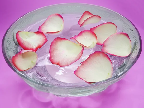Vatten för spa med rosenblad — Stockfoto