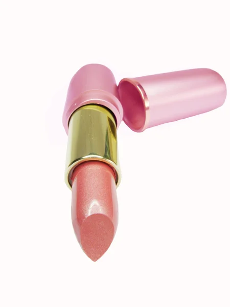 Rode lippenstift in roze buis — Stockfoto
