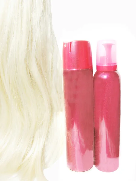Hair wave mousse and spray for making coiffure — Stock Photo, Image