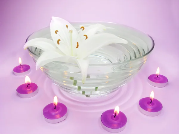 Спа свічки квітка лілії — стокове фото
