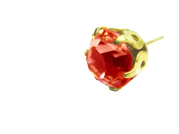 Earring met rode ruby crystal — Stockfoto