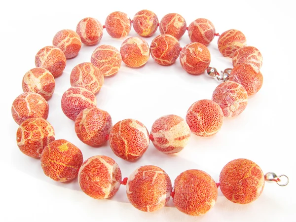 Coral colored beads — Stock Photo, Image