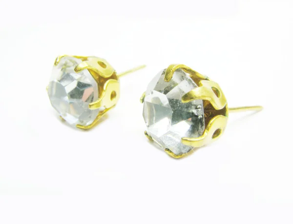 Diamond round earrings — Stock Photo, Image