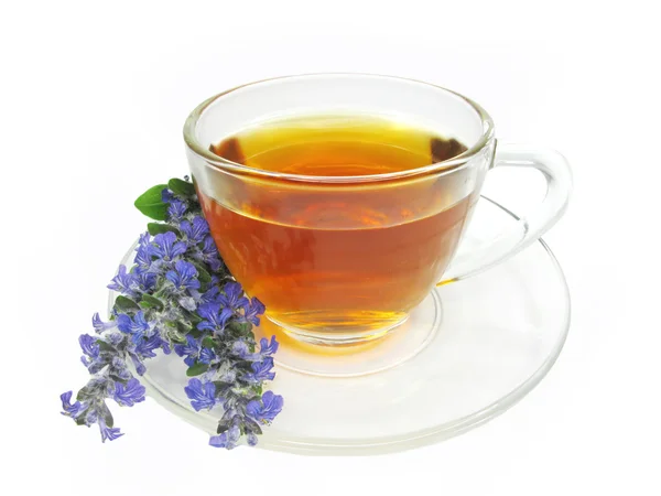 Τσάι από βότανα σε γυάλινο κύπελλο — Φωτογραφία Αρχείου