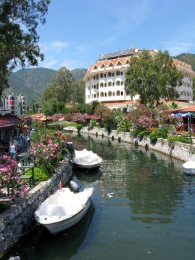 River canal with boats clipart